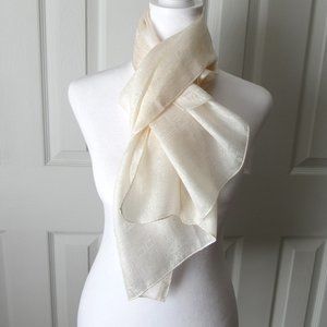ANNE KLEIN for VERA Vintage Scarf All Silk Made in Japan Cream Lace Style